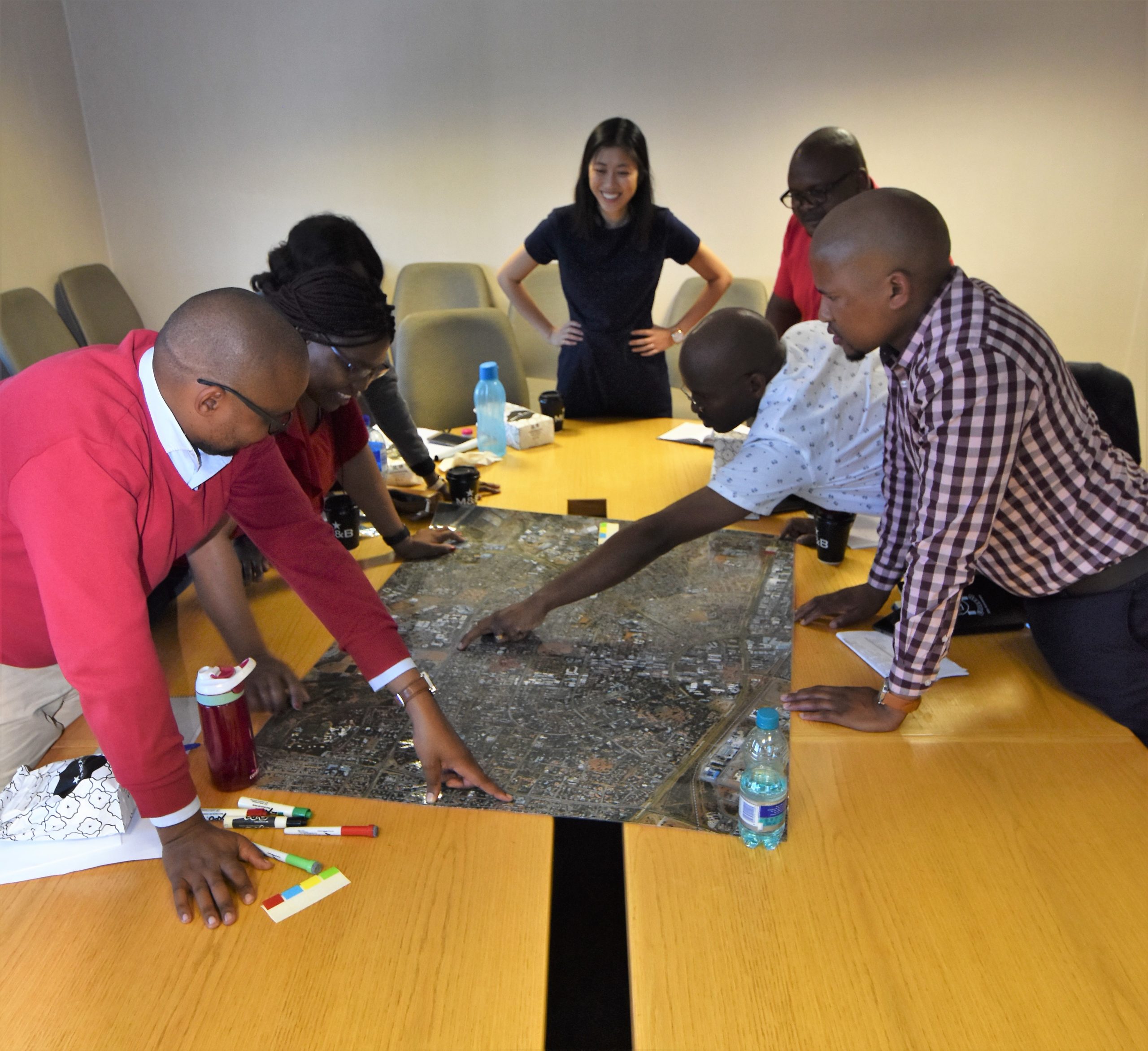 d43 group looking at map