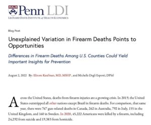 Unexplained Variation in Firearm Deaths Points to Opportunities