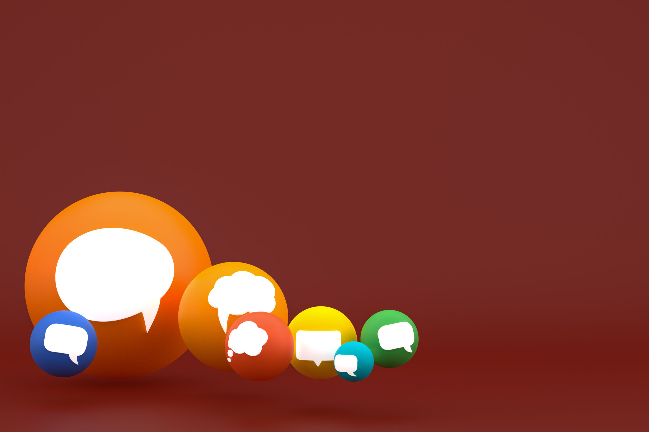 Idea comment or think reactions emoji 3d render,social media bal