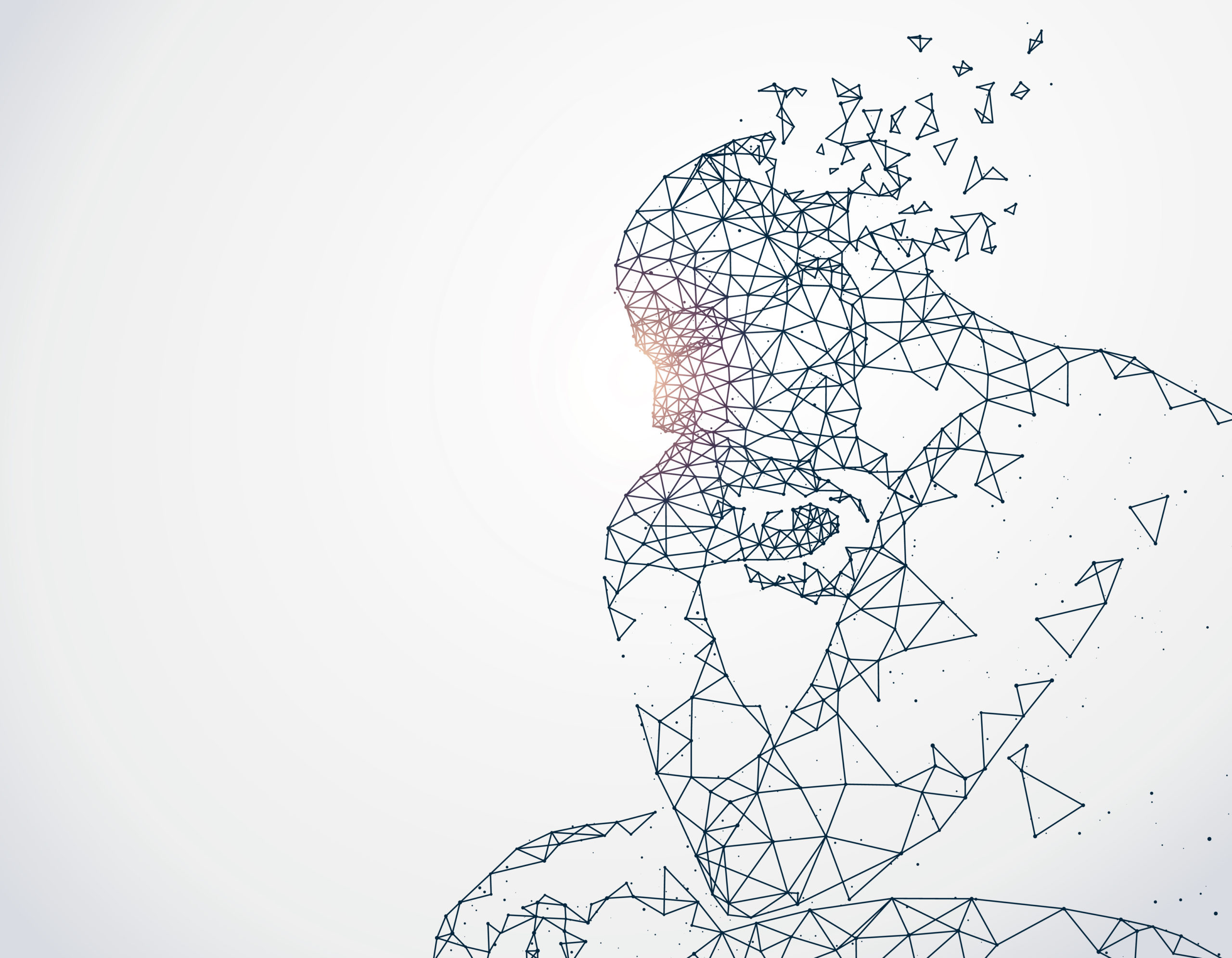 Lines connected to thinkers, symbolizing the meaning of artifici