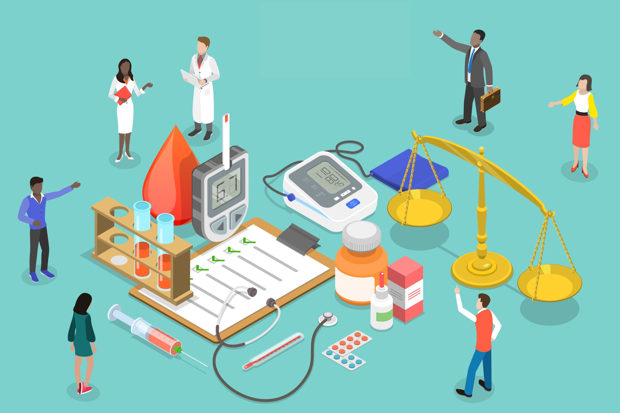 3D Isometric Flat Vector Conceptual Illustration of Health Equity